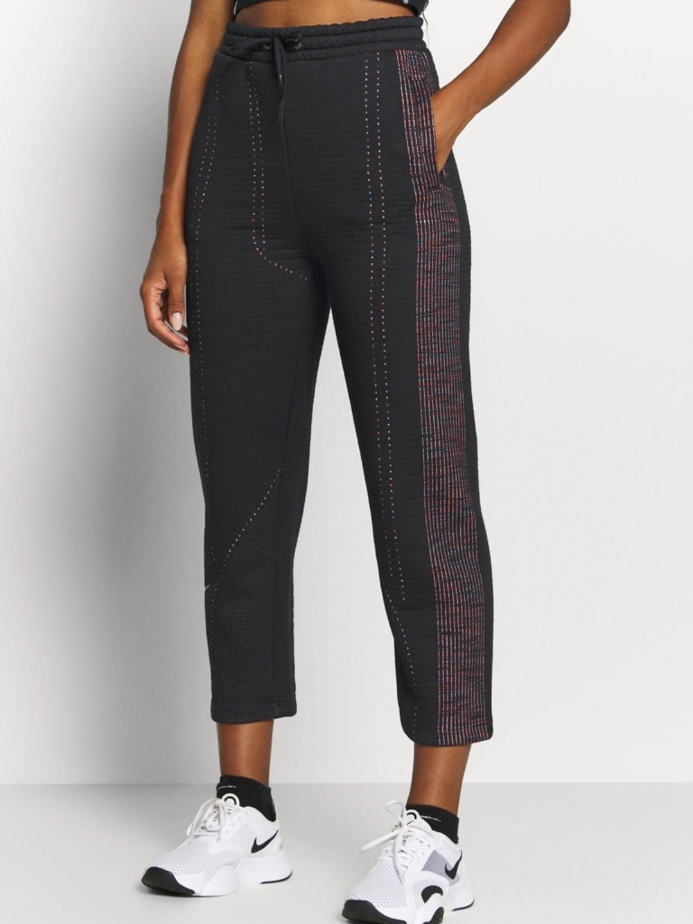 Nike Black Cropped Jogger Pants with Multicolor Side Stripe Size XS